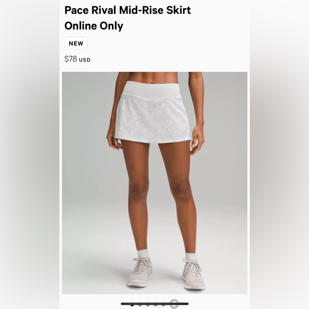 Lululemon | NWT Pace Rival Skirt, size 6 in white/terrazzo marble